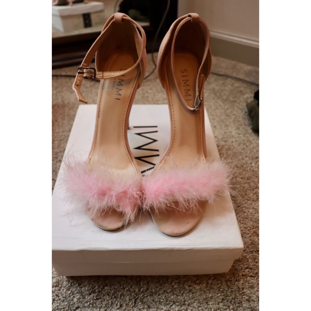Pink Suade Fuzzy Heels sz 7